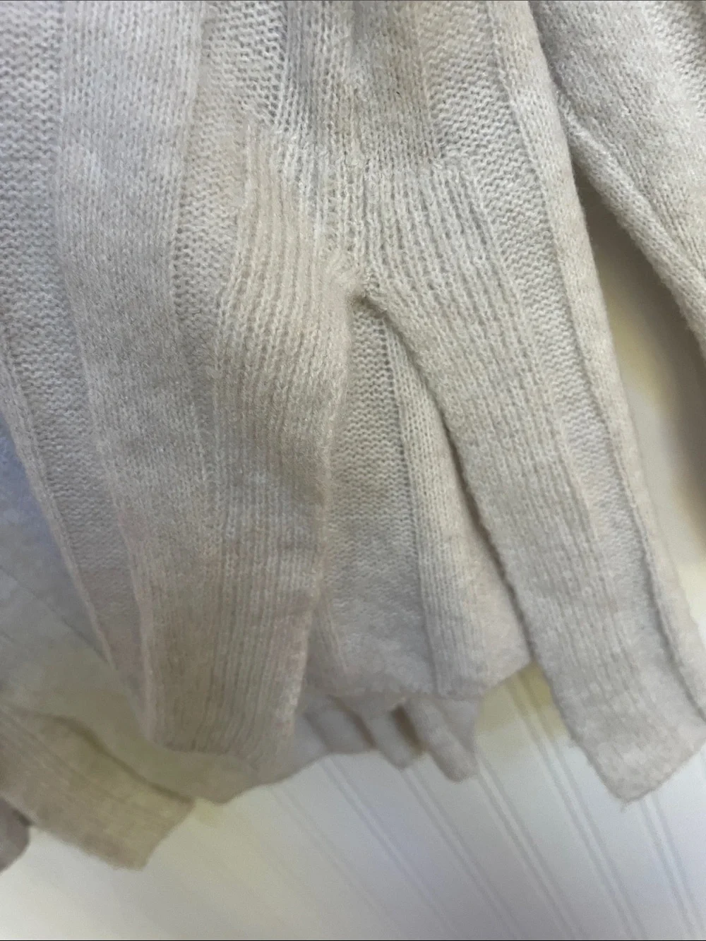 H&M Off White Ribbed Oversized Wool Blend Crewneck Sweater Size M